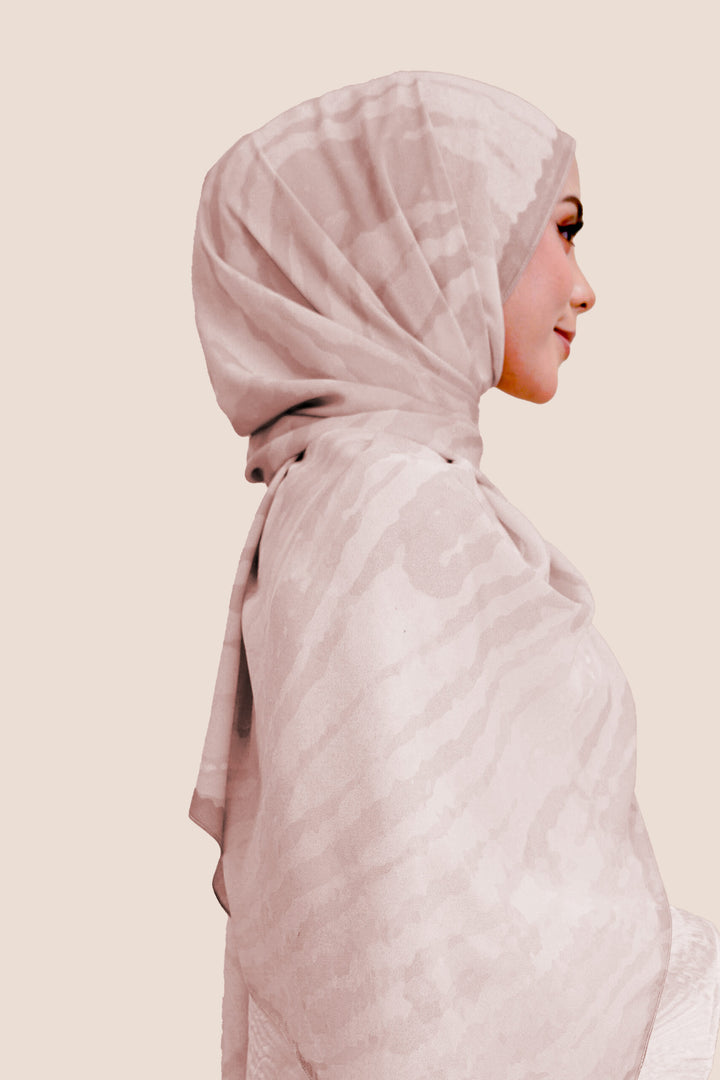Safira Chiffon Shawl Printed Pink