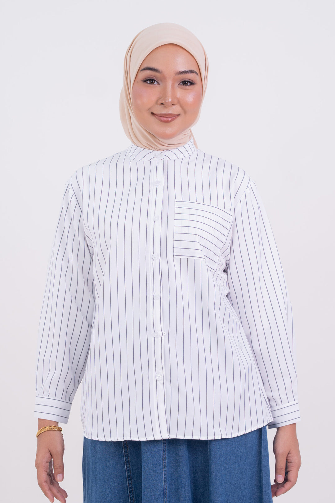 Maureen Striped Shirt White