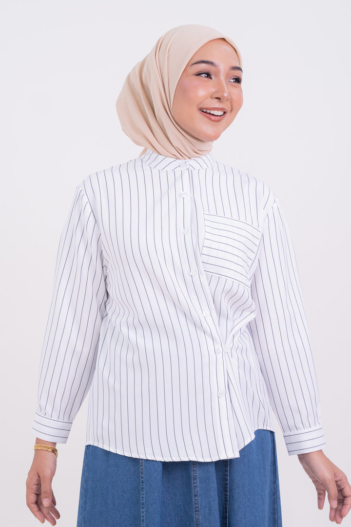 Maureen Striped Shirt White