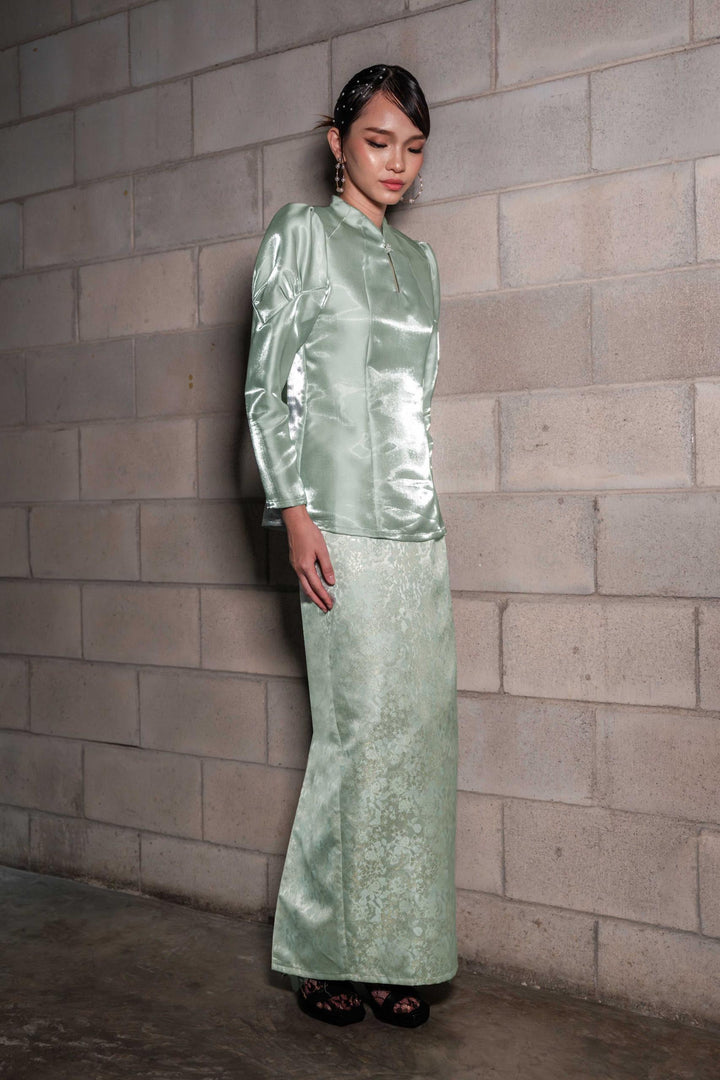 Zeeya Kurung in Dusty Green