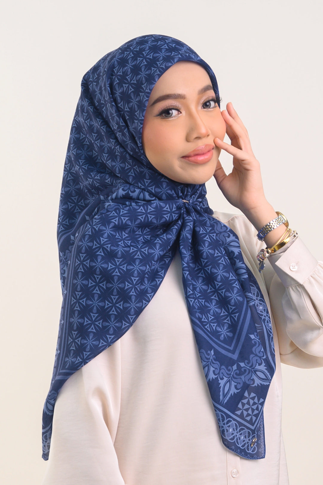 Adaline Square Cotton Voile Blue