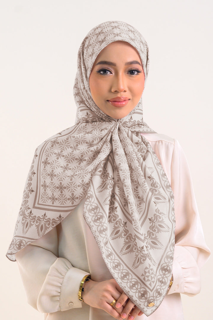 Adaline Square Cotton Voile Brown