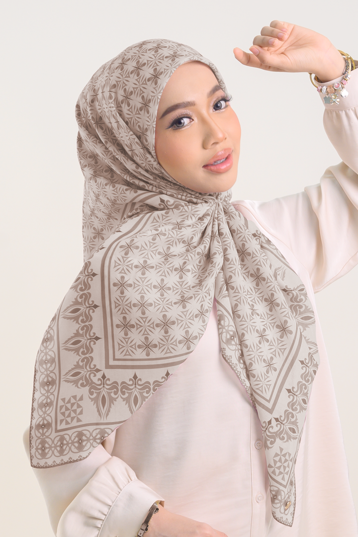 Adaline Square Cotton Voile Brown