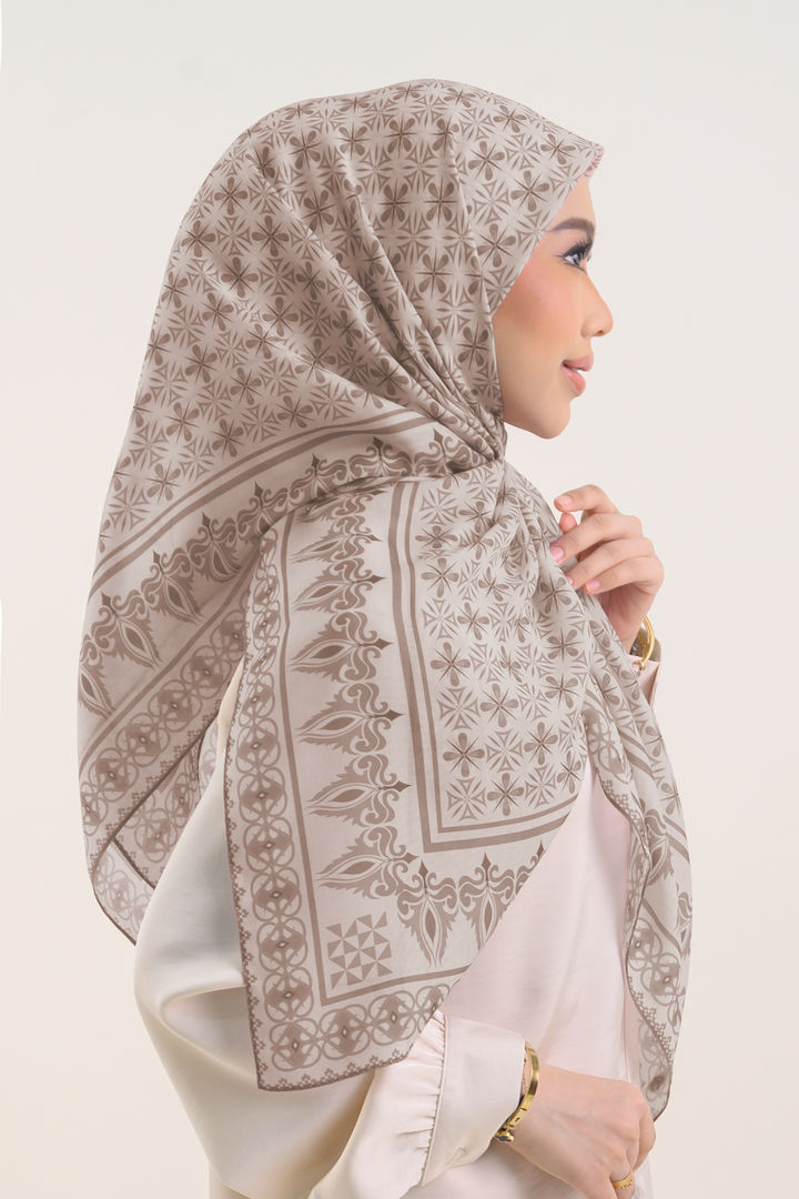 Adaline Square Cotton Voile Brown