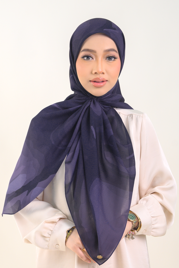 Amber Square Cotton Voile Dark Indigo