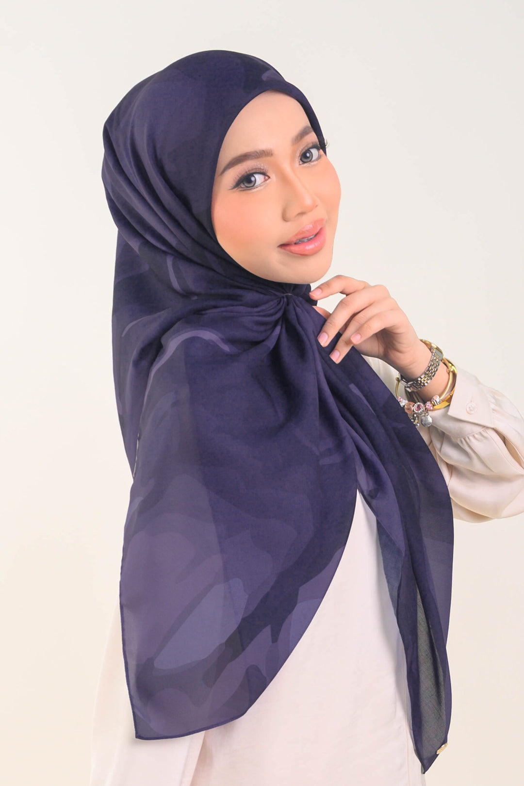 Amber Square Cotton Voile Dark Indigo