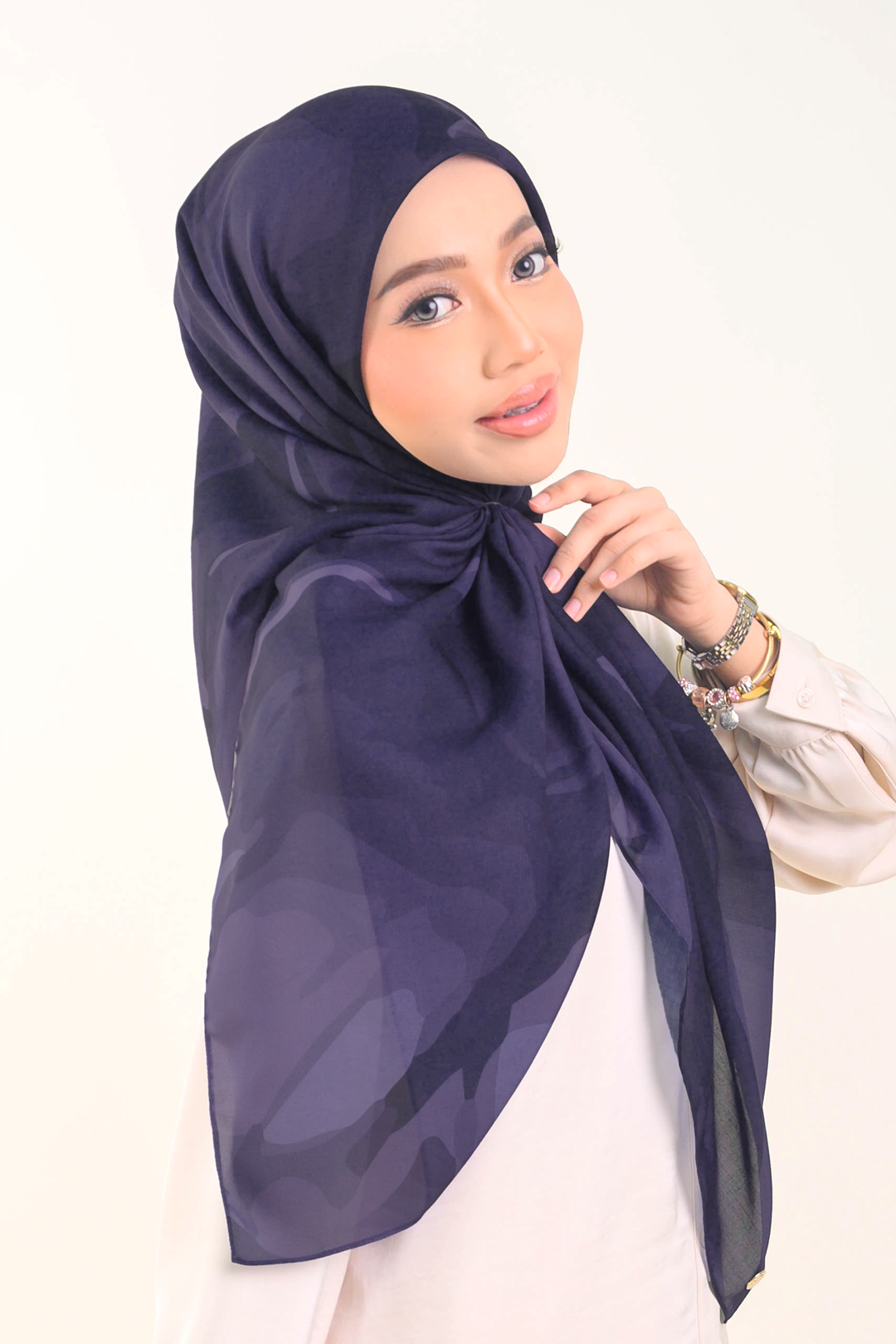 Amber Square Cotton Voile Dark Indigo