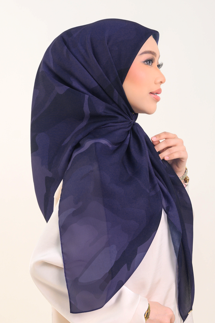 Amber Square Cotton Voile Dark Indigo