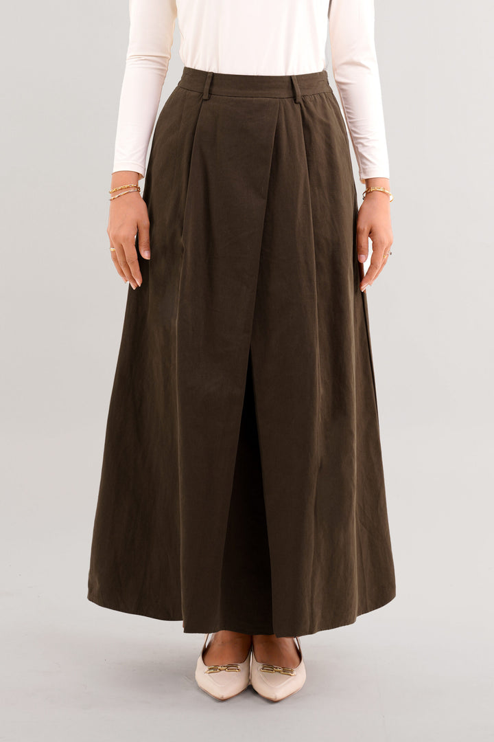 Arumi Asymmetrical Skirt Brown