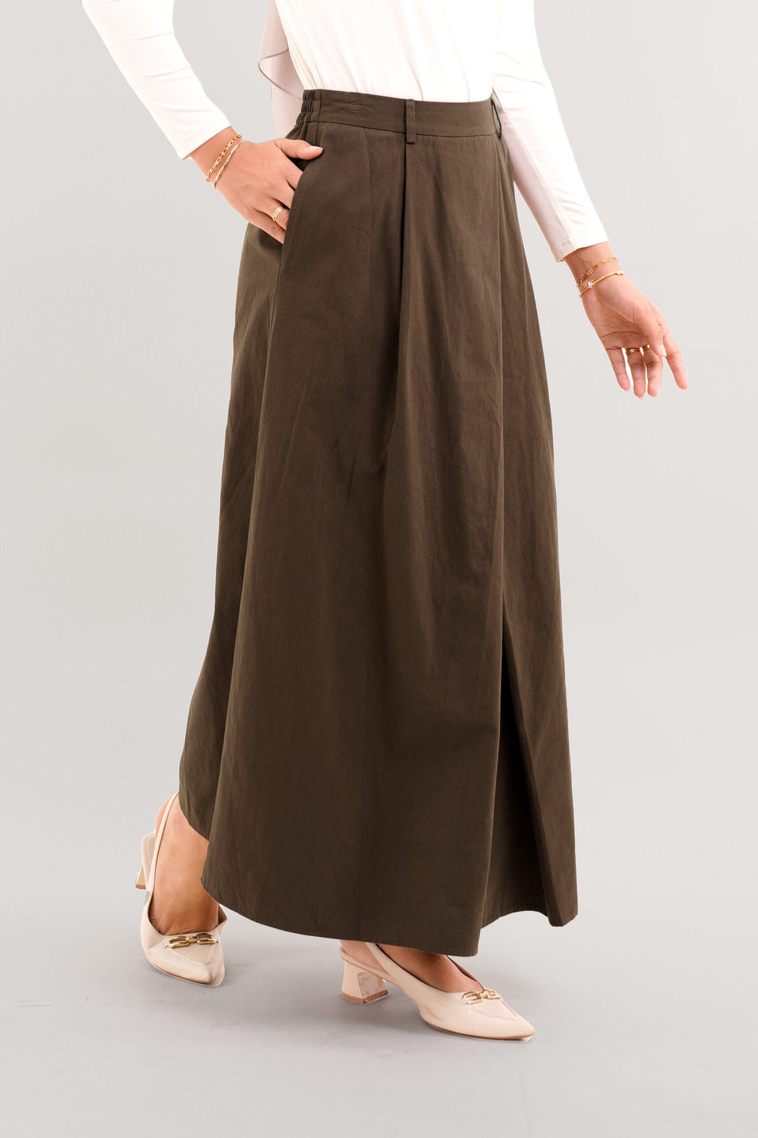 Arumi Asymmetrical Skirt Brown