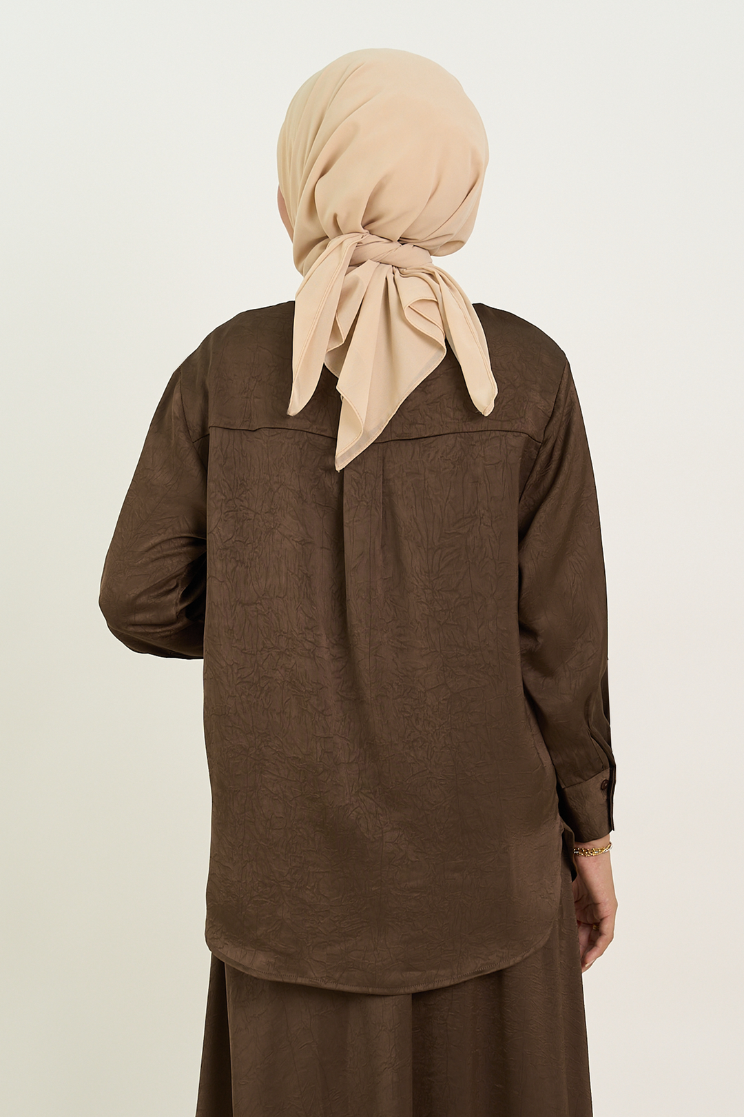 Isabelle Satin Shirt Rich Brown