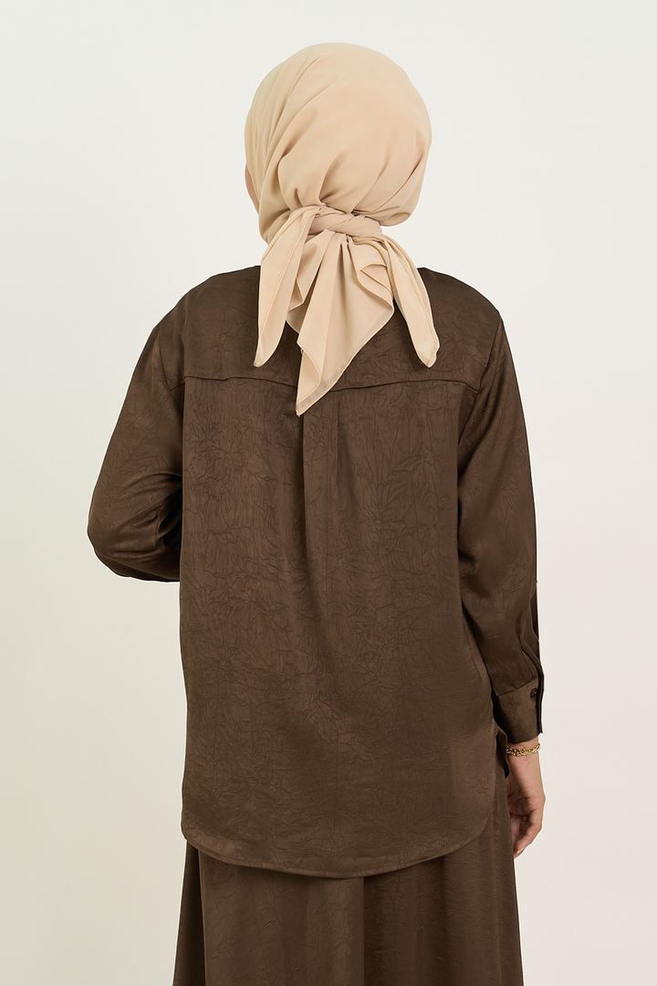 Isabelle Satin Shirt Rich Brown