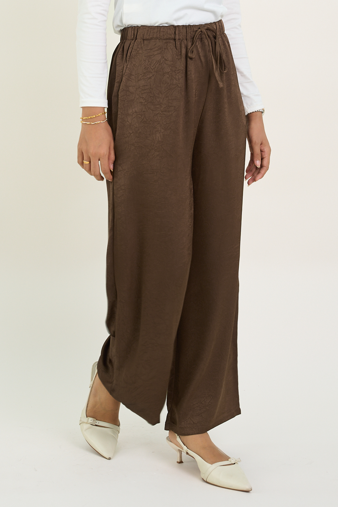 Isabelle Satin Pants Rich Brown