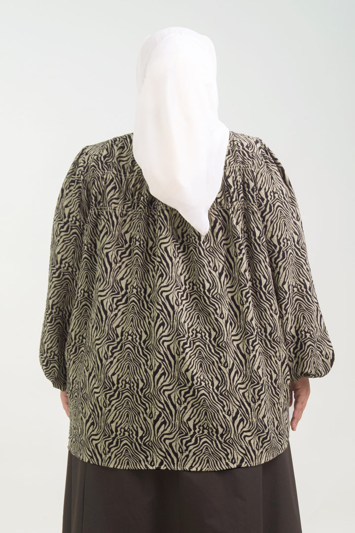 Bellinda Plus Size Printed Blouse Coffee