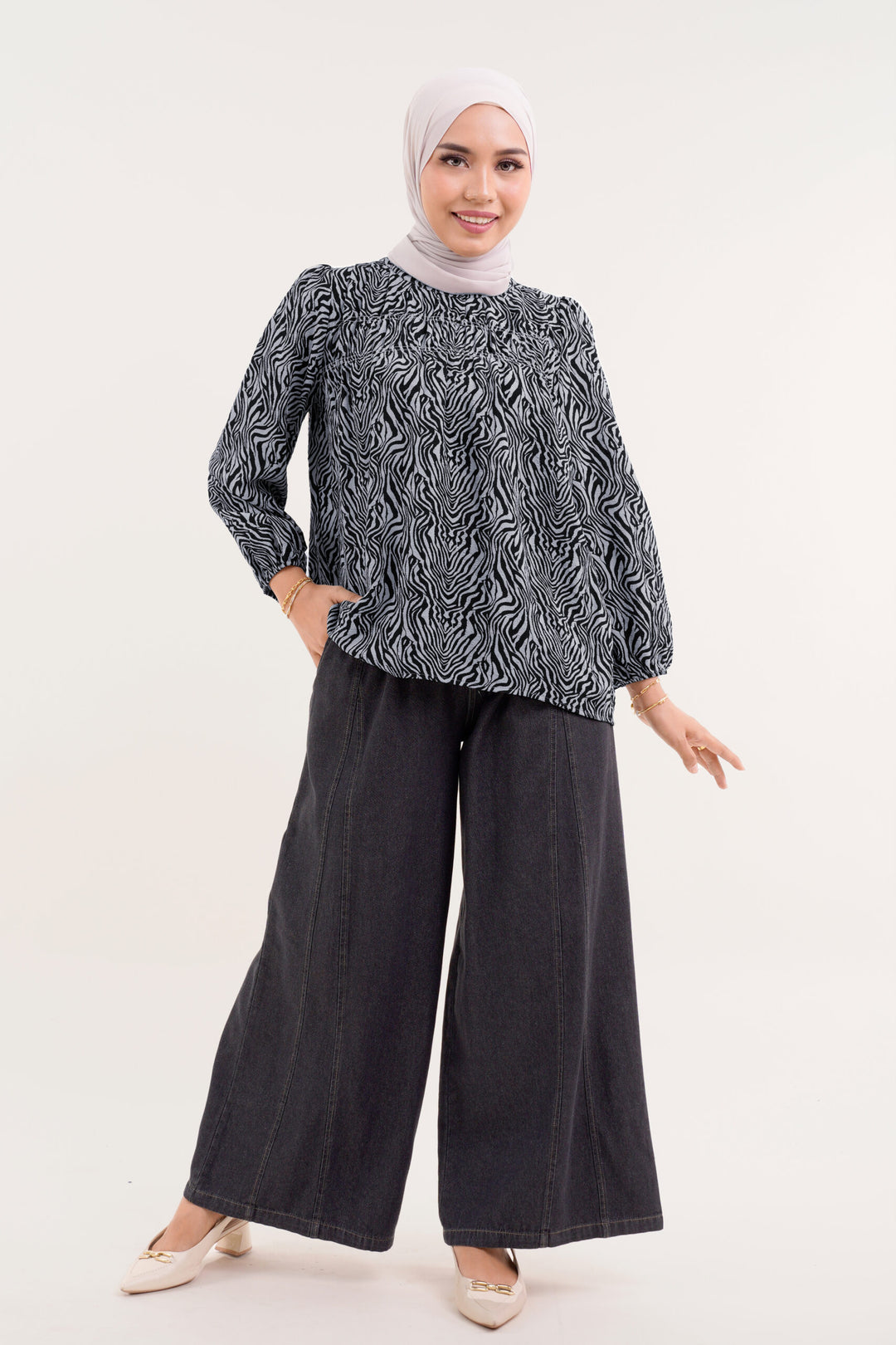 Bellinda Printed Blouse Grey