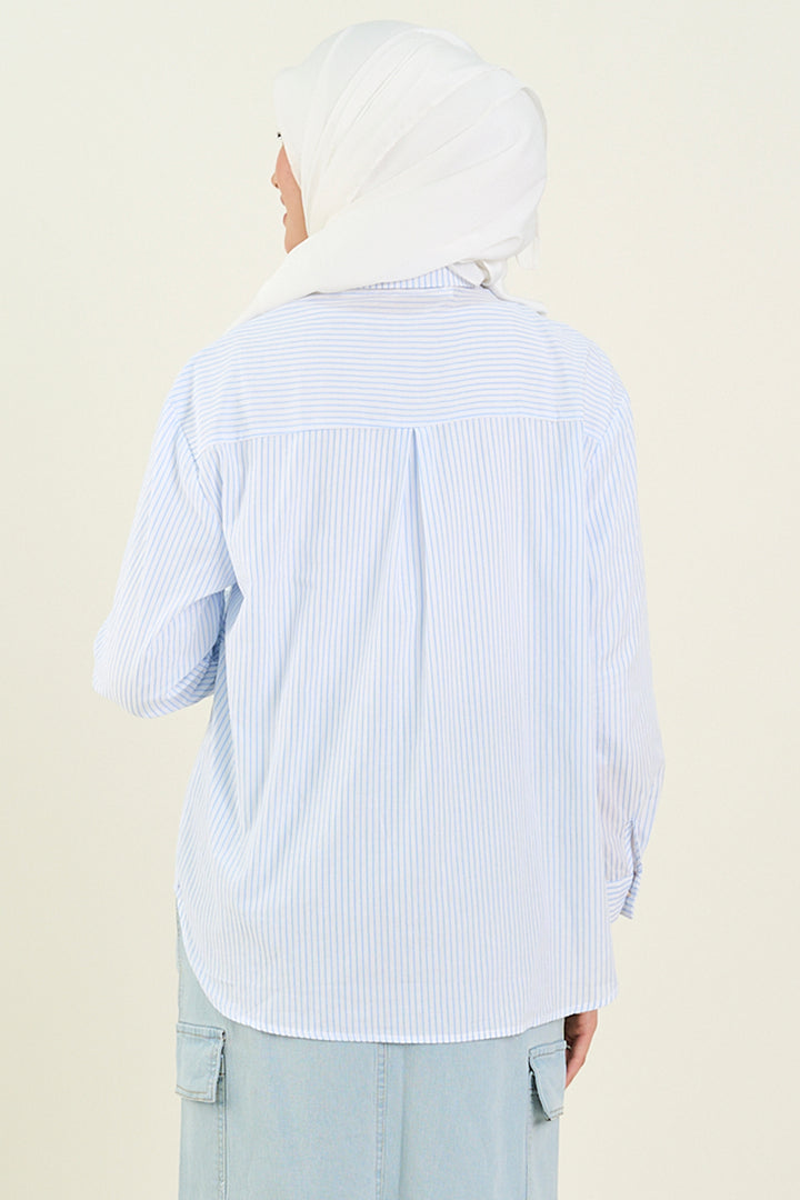 Adila Striped Print Shirt Light Blue