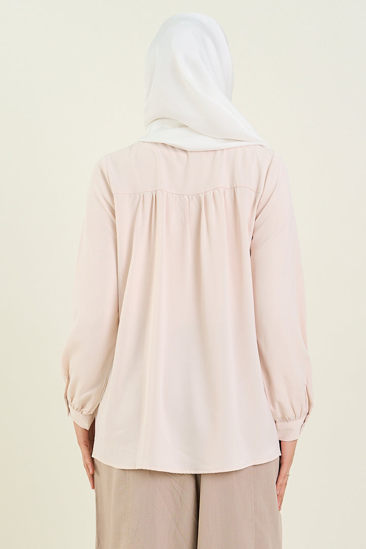 Aurelia Embroidered Blouse Light Beige