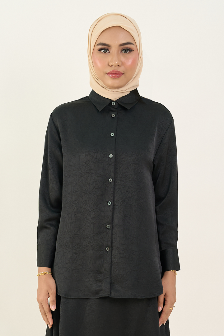 Isabelle Satin Shirt Black