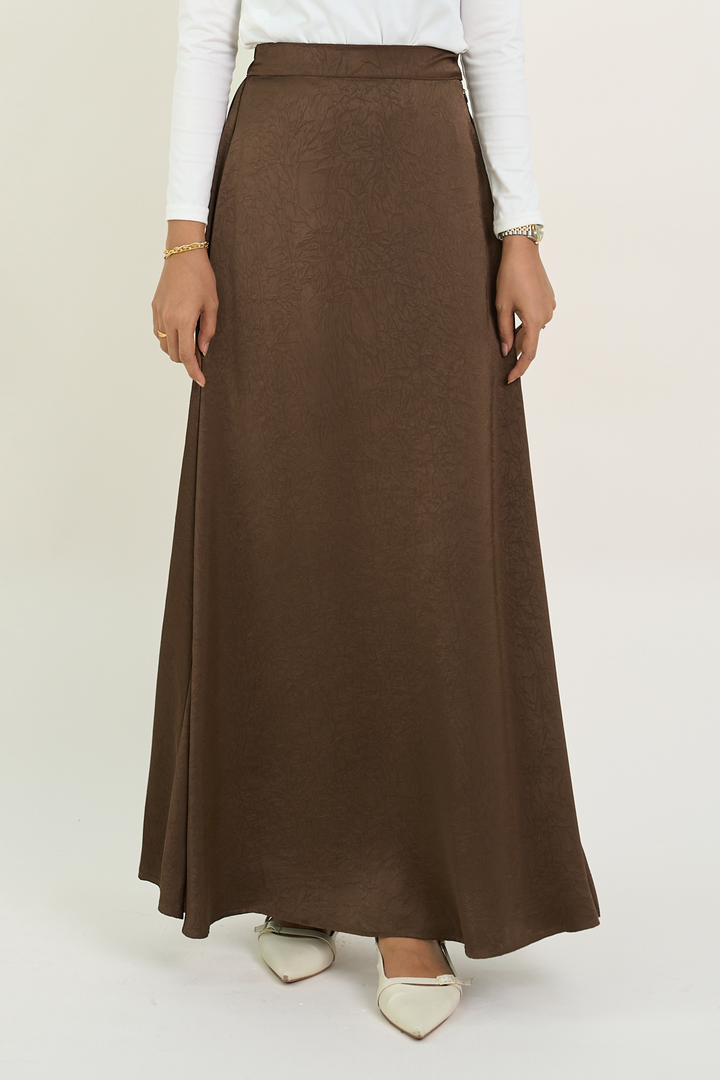 Isabelle Satin Skirt Rich Brown