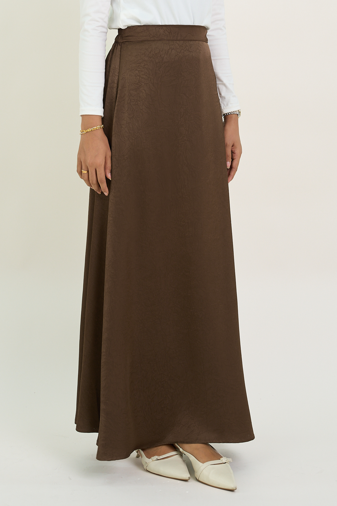 Isabelle Satin Skirt Rich Brown