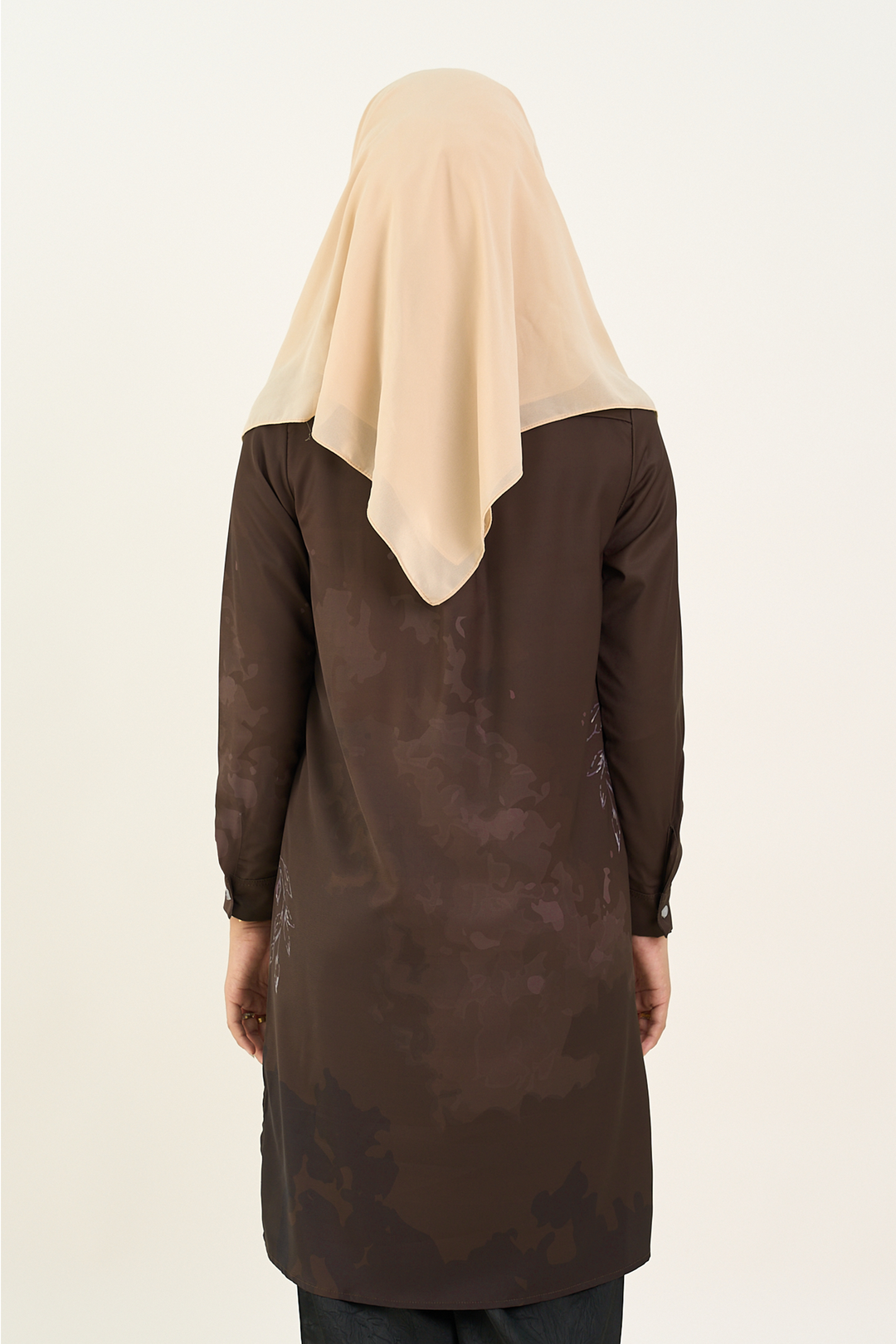 Nerina Printed Long Blouse Brown