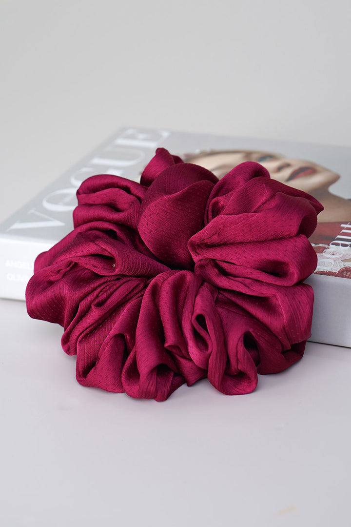Plain Scrunchies Chiffon Burgundy