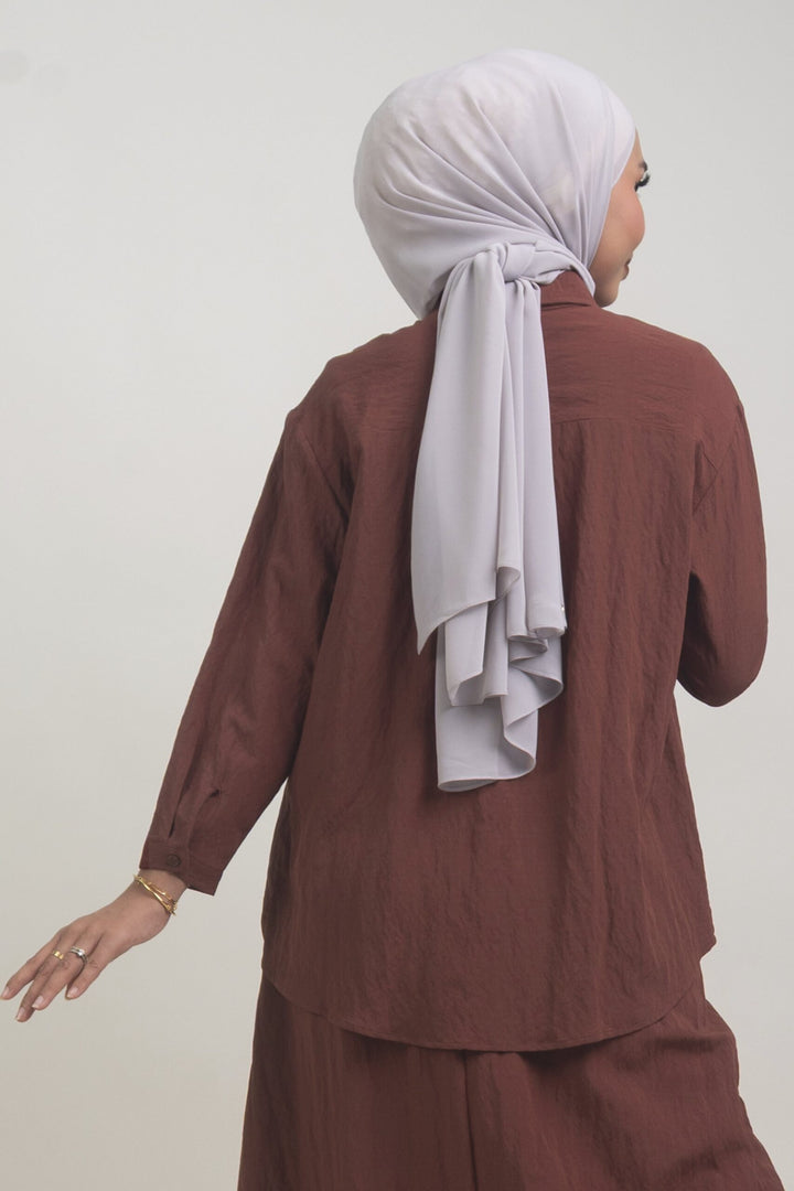 Lunara Embroidered Cotton Shirt Copper Brown
