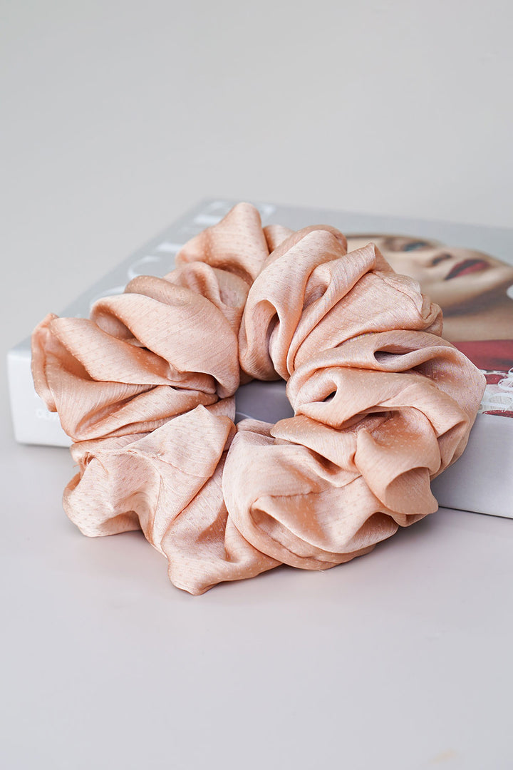 Plain Scrunchies Chiffon Champagne