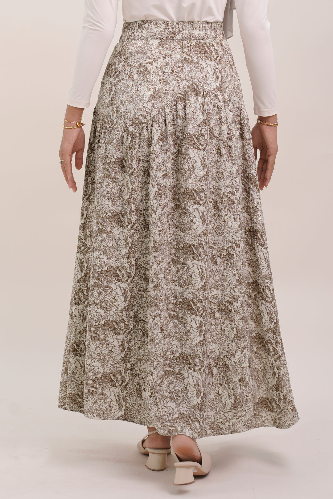 Claire Floral Cotton Skirt Coffee