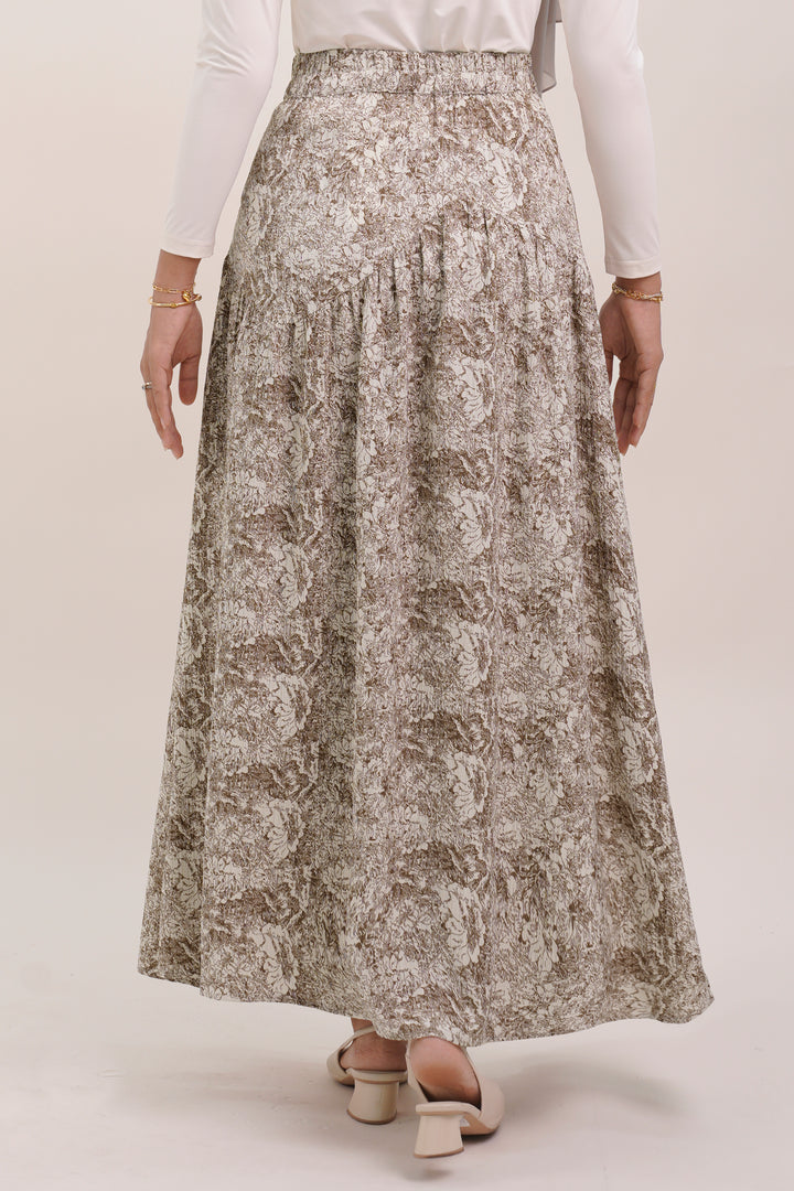 Claire Floral Cotton Skirt Coffee