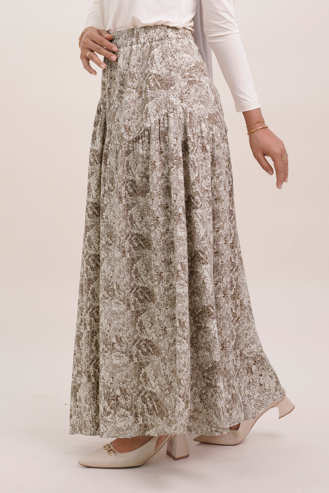 Claire Floral Cotton Skirt Coffee