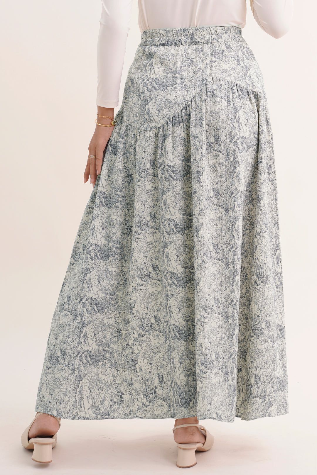 Claire Floral Cotton Skirt Grey
