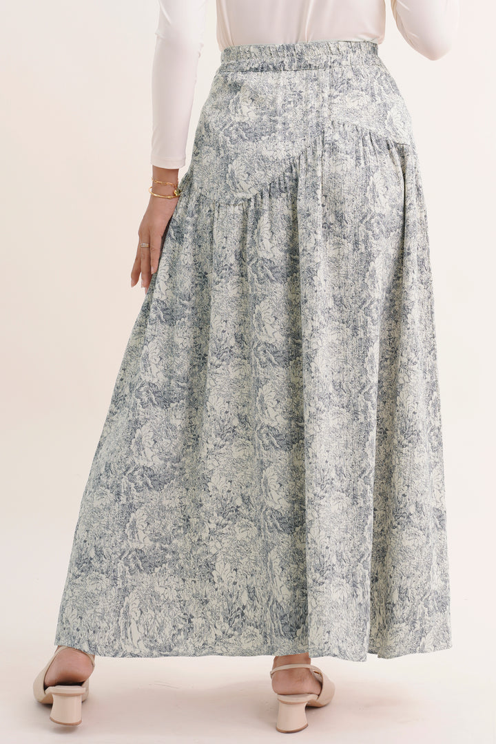 Claire Floral Cotton Skirt Grey