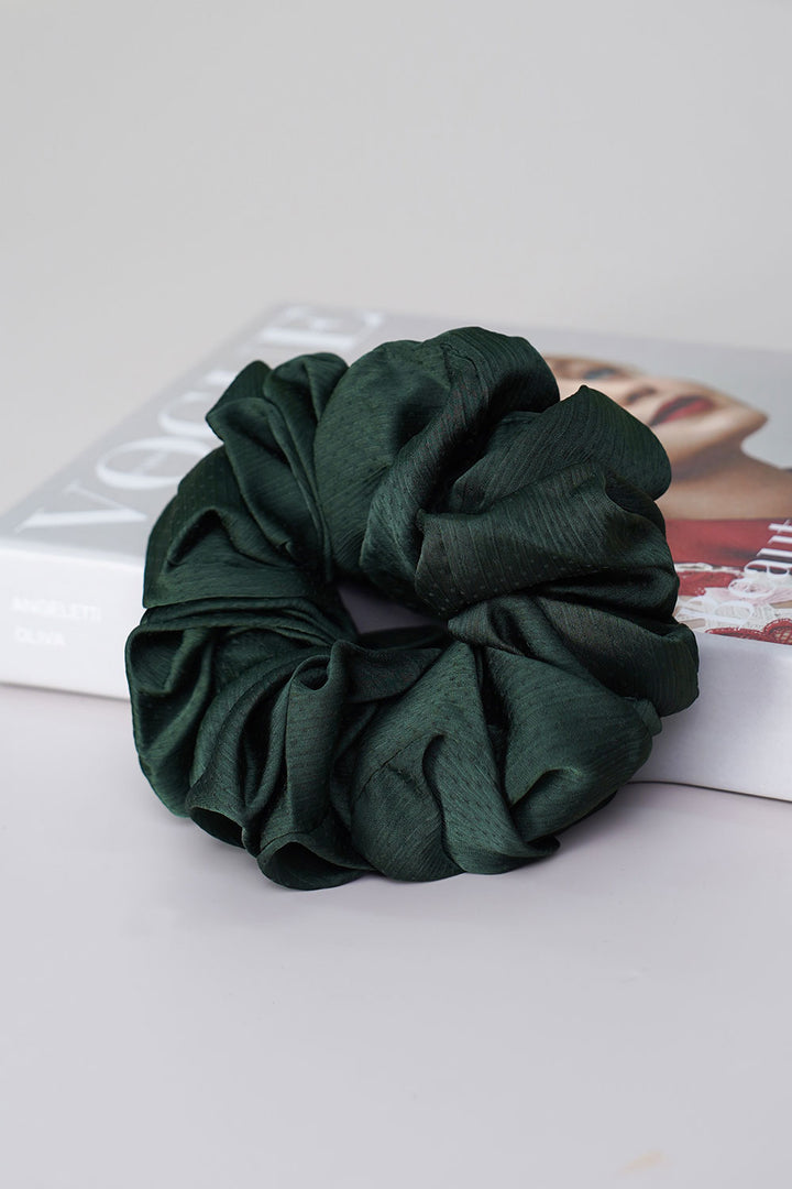 Plain Scrunchies Chiffon Dark Green