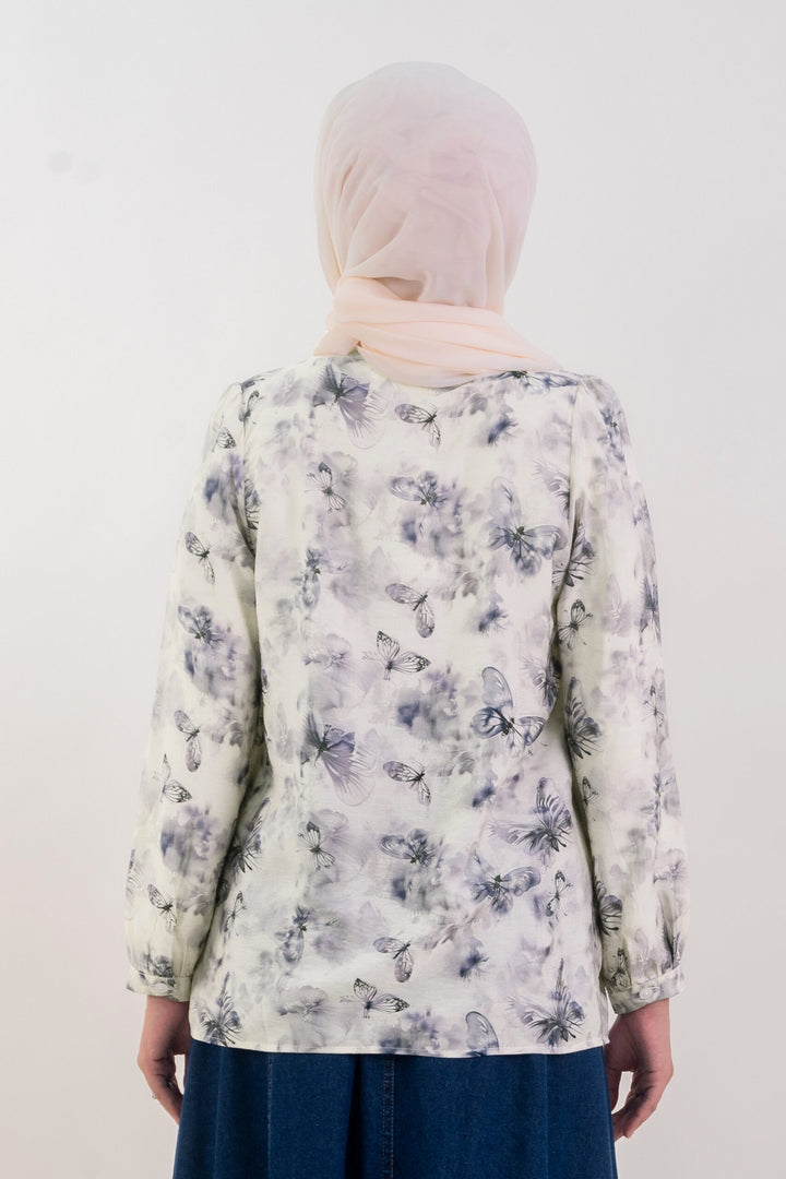 Diandra Printed Blouse Grey