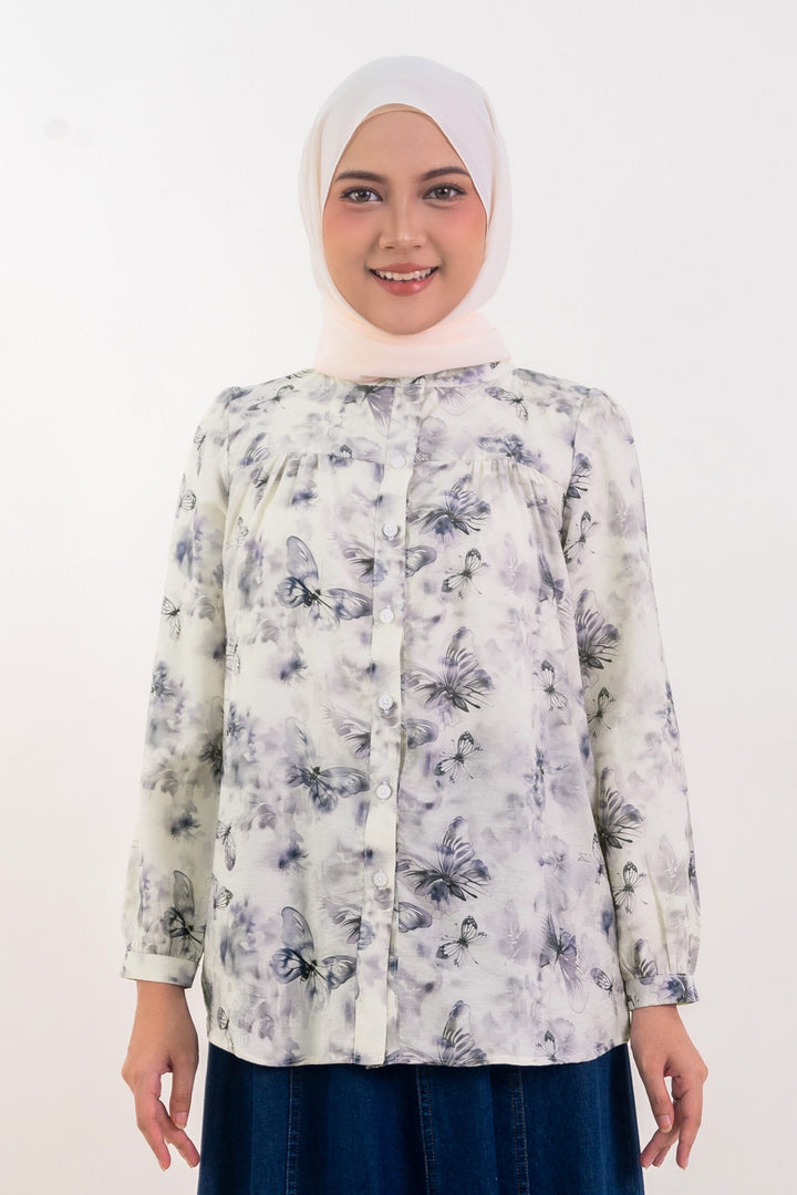 Diandra Printed Blouse Grey
