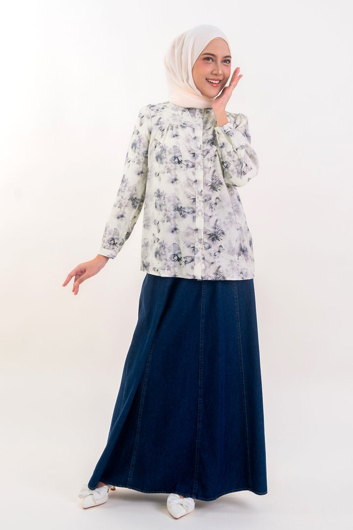 Diandra Printed Blouse Grey