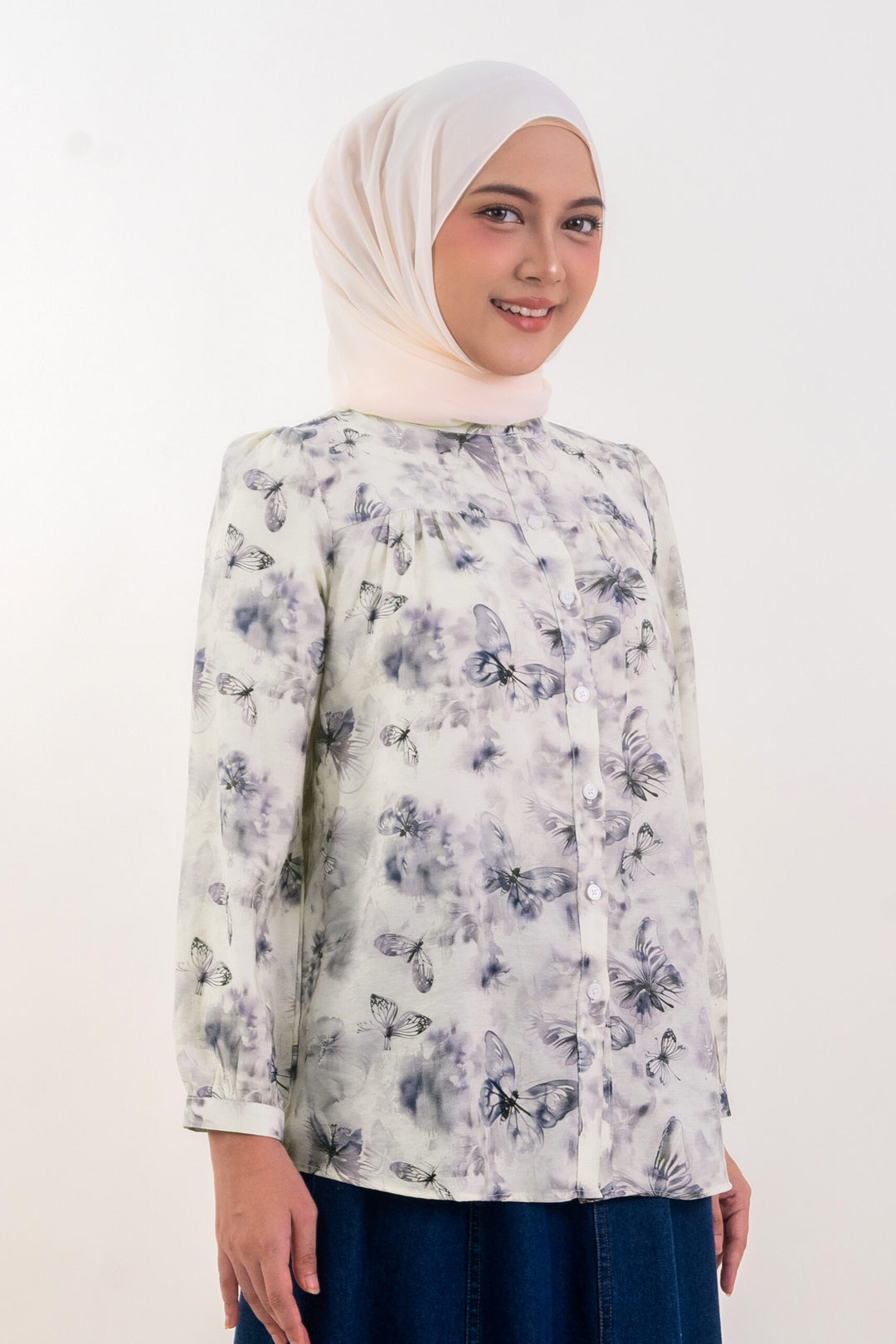 Diandra Printed Blouse Grey