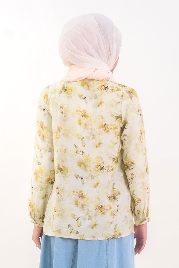 Diandra Printed Blouse Light Khaki