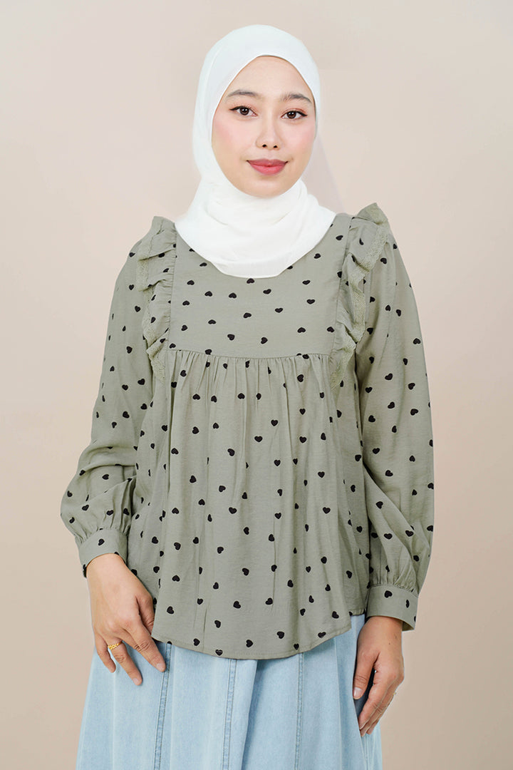 Donita Blouse Moss Green