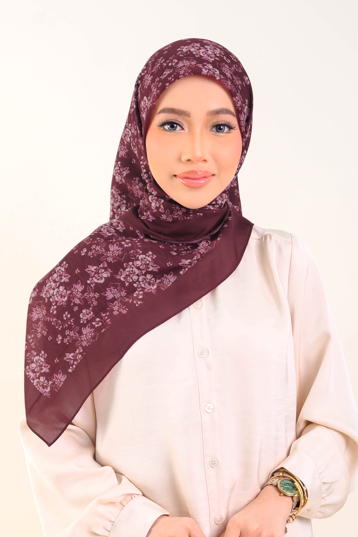 Farra Square Cotton Voile Burgundy