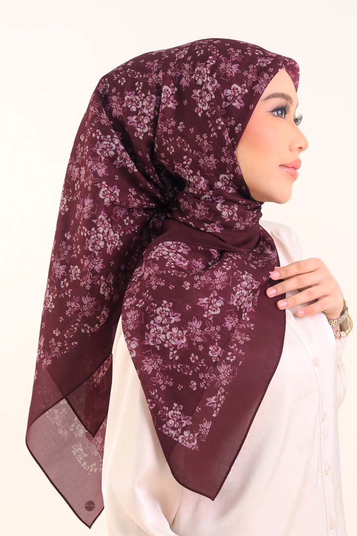 Farra Square Cotton Voile Burgundy
