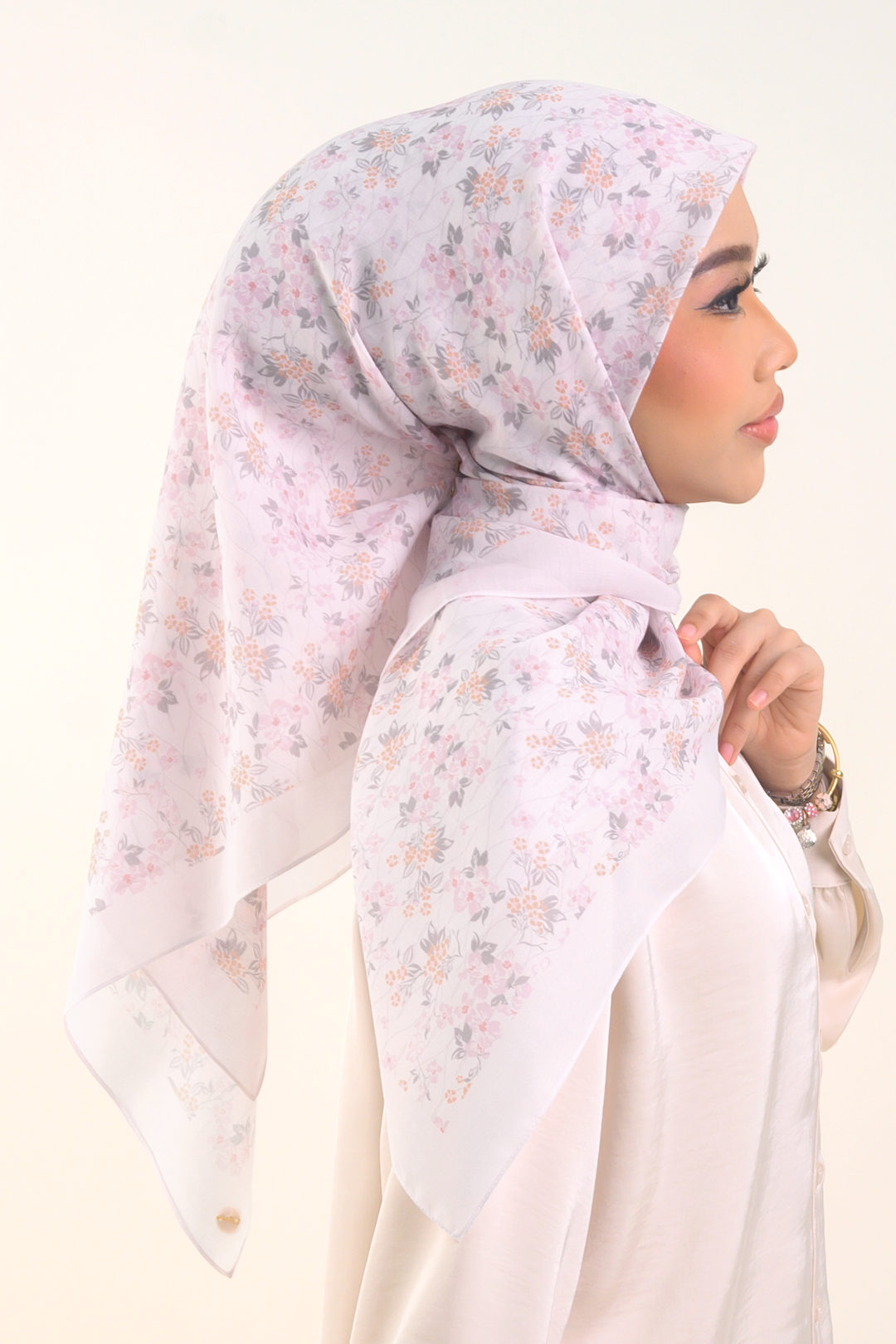 Farra Square Cotton Voile Soft Pink