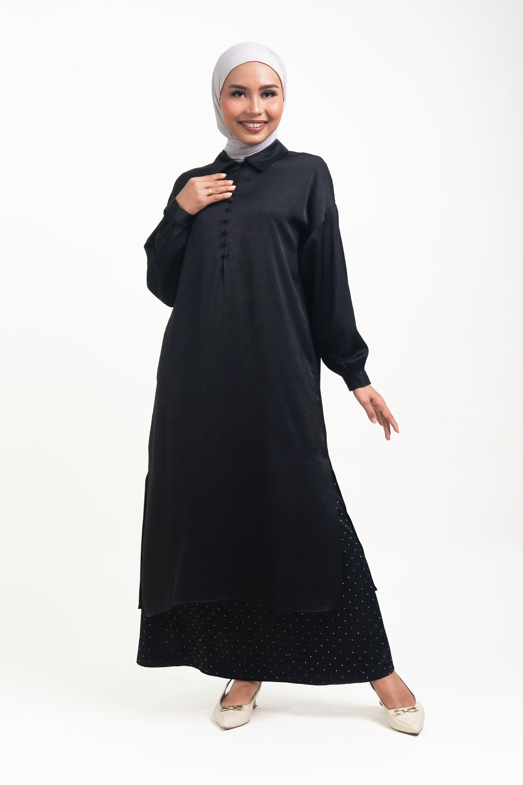 Florence Hand Crush Satin Long Blouse