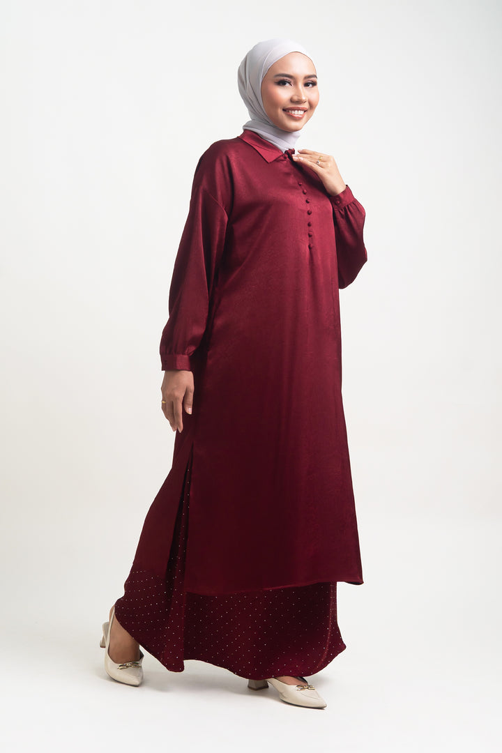 Florence Hand Crush Satin Burgundy
