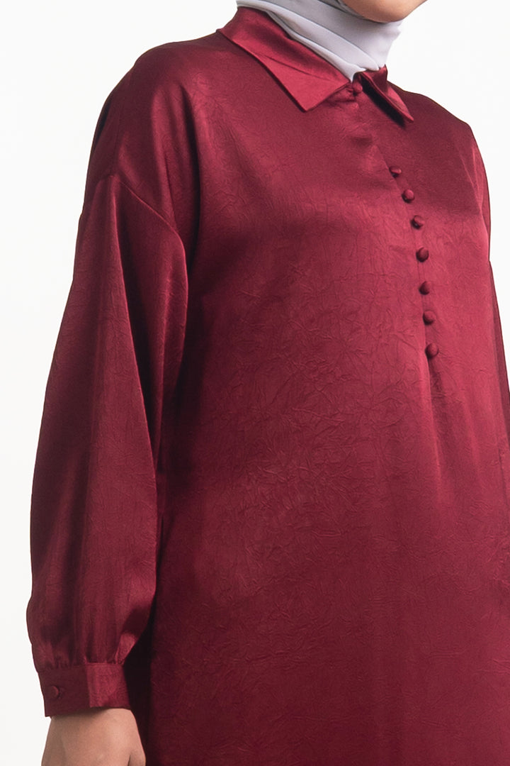 Florence Hand Crush Satin Burgundy
