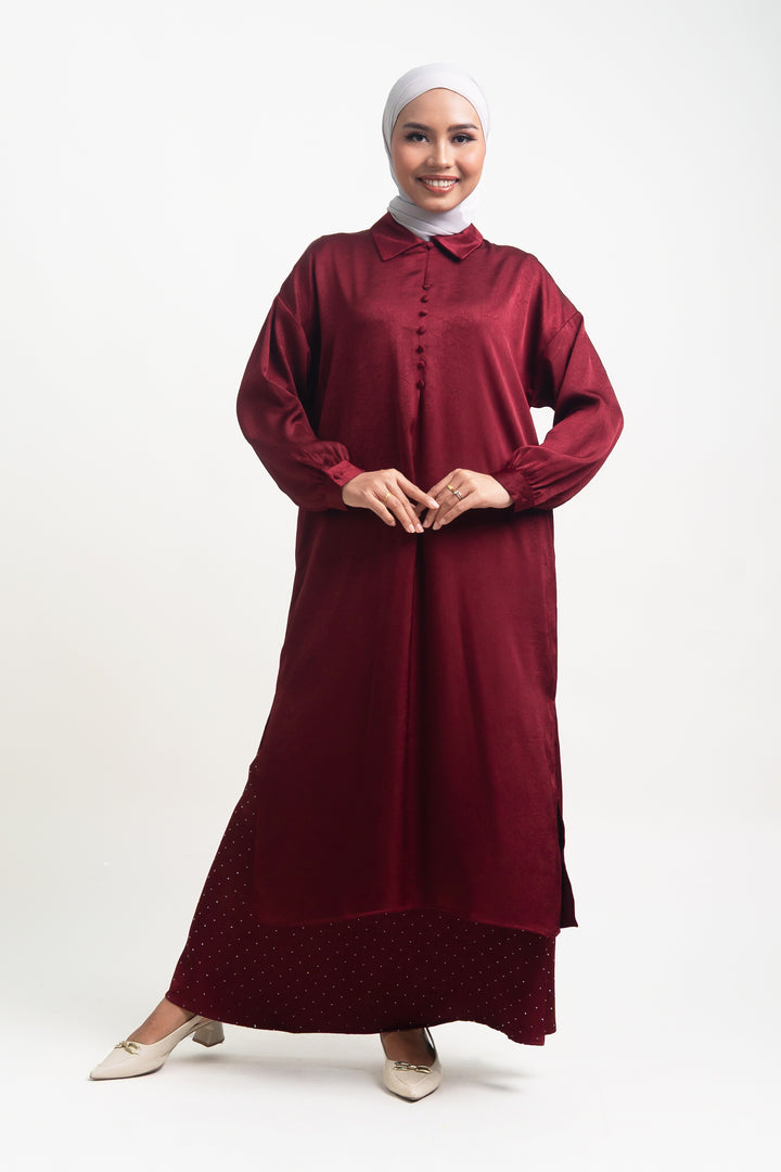 Florence Hand Crush Satin Burgundy