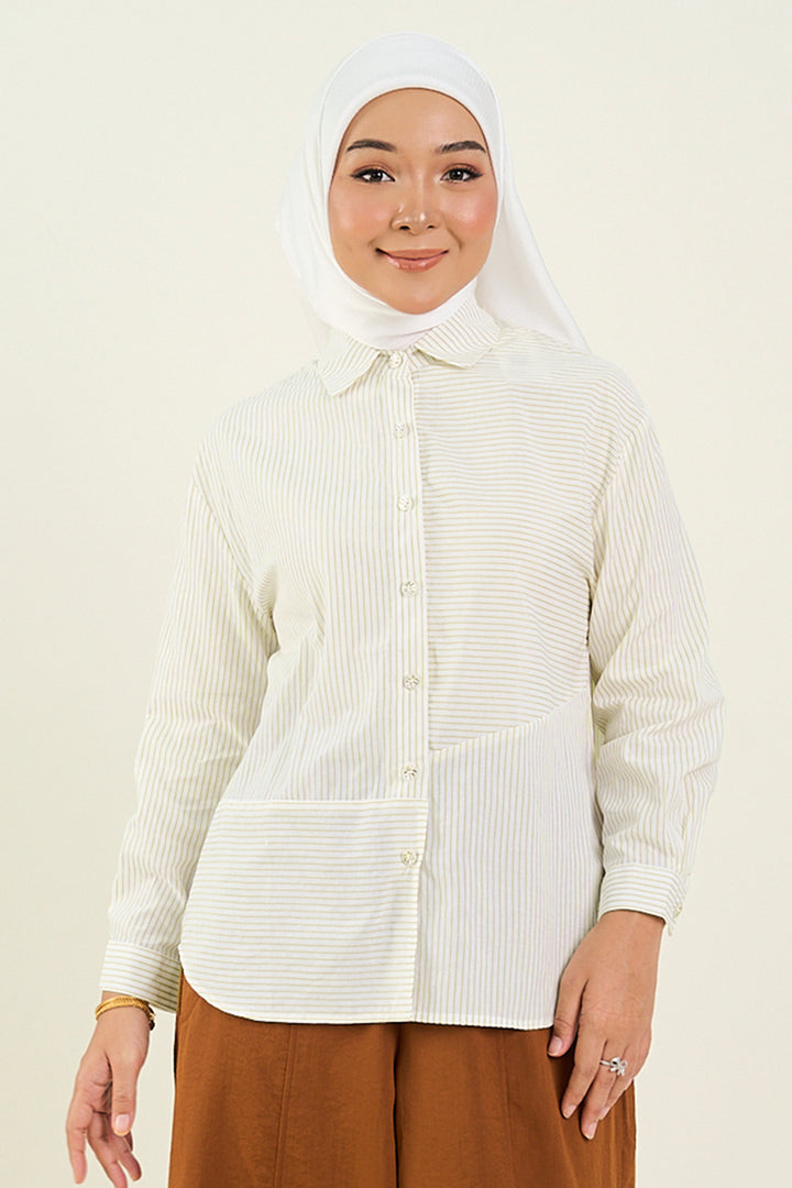 Adila Striped Print Shirt Beige