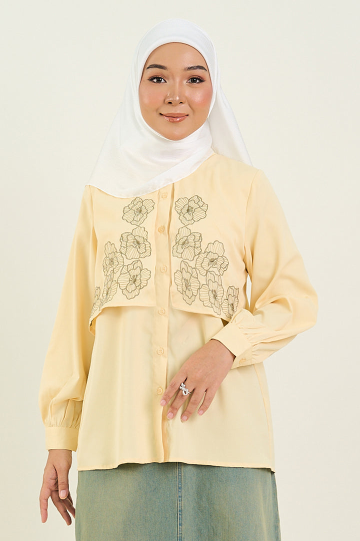 Aurelia Embroidered Blouse Yellow