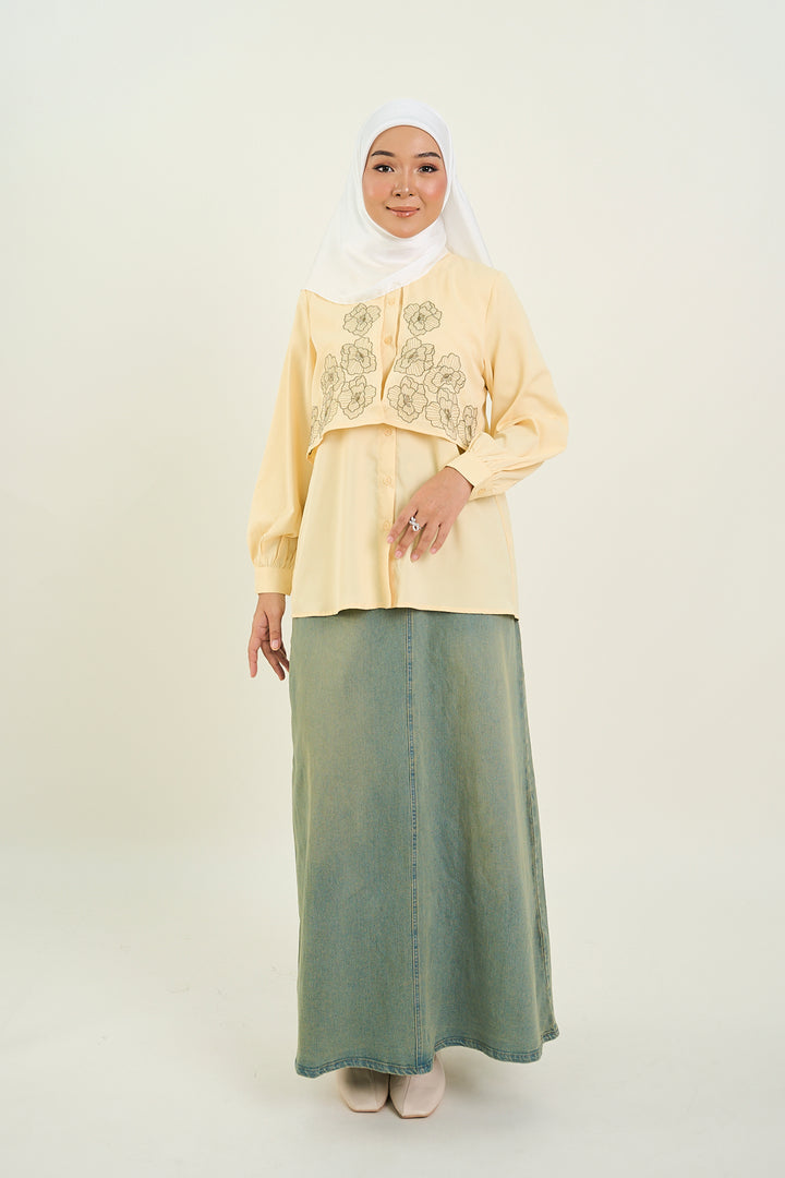 Aurelia Embroidered Blouse Yellow